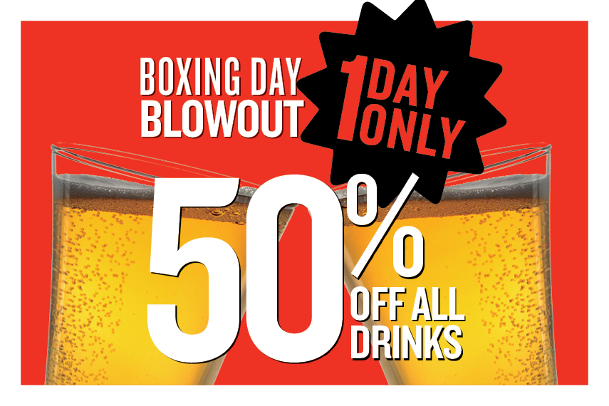 Boxing Day: 50% off drinksfeatured image