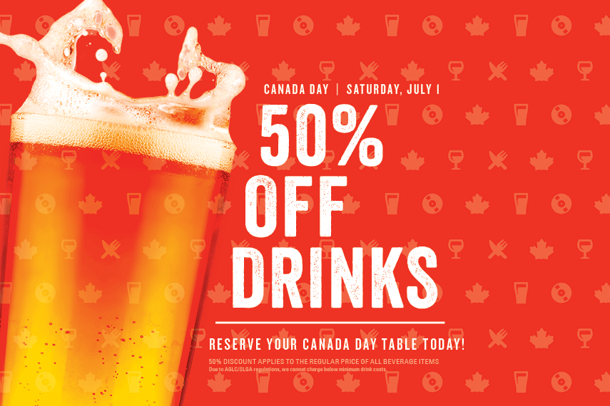 50% Off All Drinks | Canada Day Deals! featured image