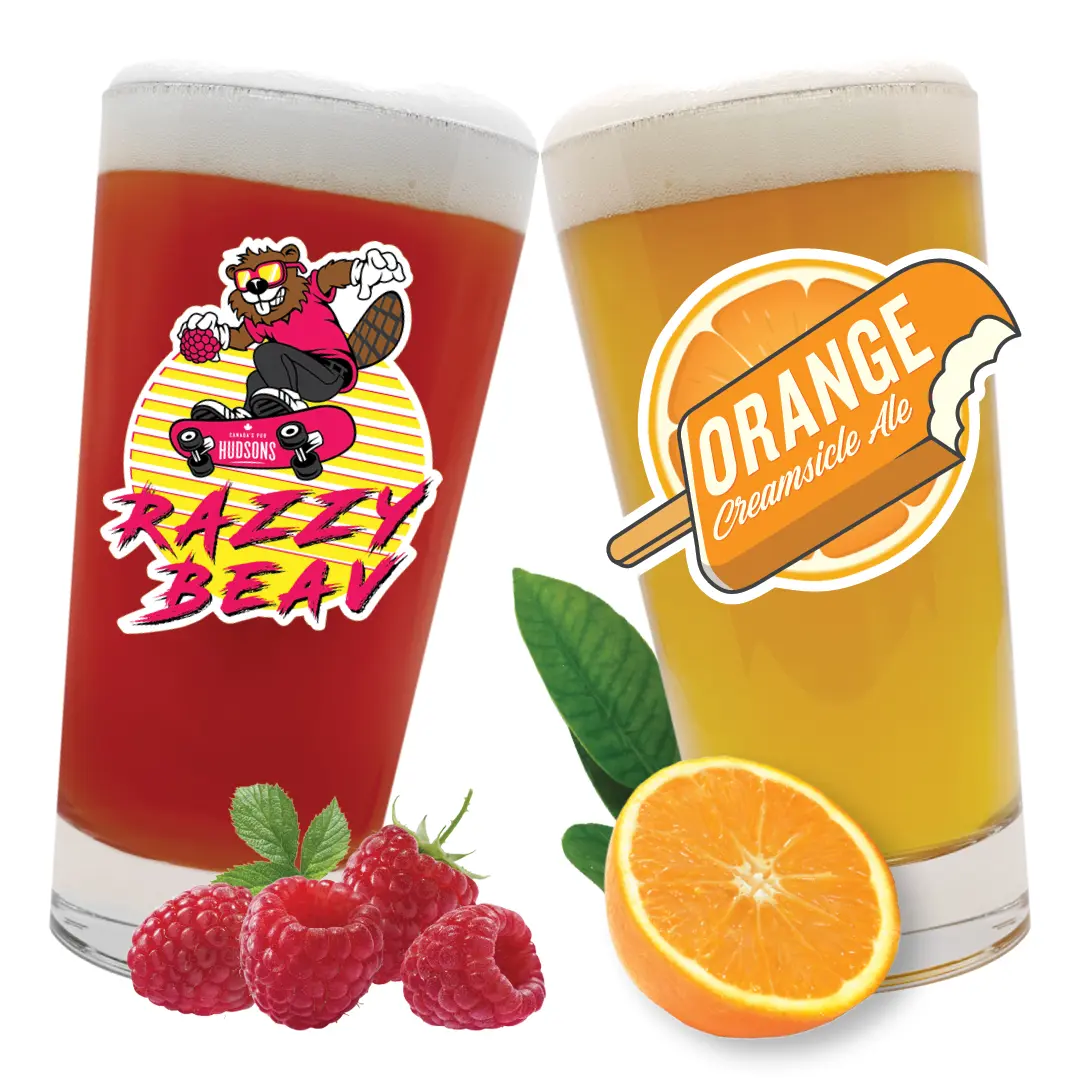 Henry Hudsons Brewing Co House Beers Orange Creamsicle Ale and Razzy Beav Raspberry Lager